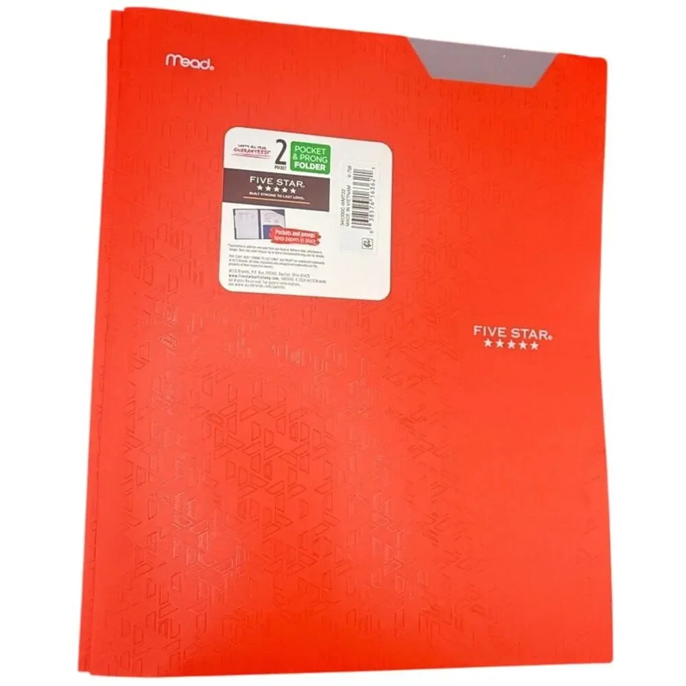 LOT of 4 Five Star Plastic Folder with Prongs 2 Pockets Blue Red Teal -FAST SHIP